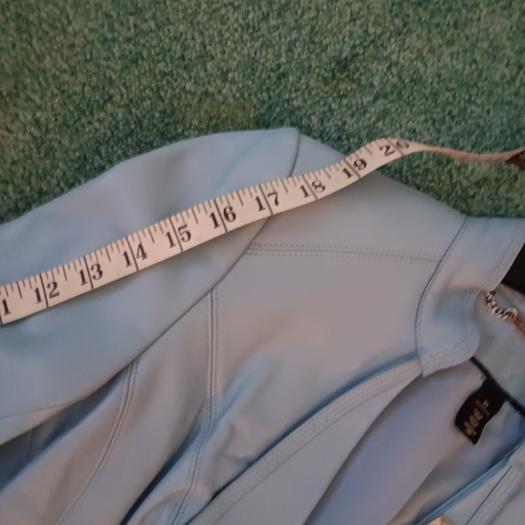 WHBM LIGHT BLUE LEATHER JACKET - Picture 11 of 16